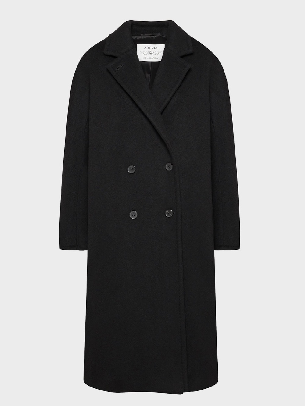Aritzia Black Babaton constant slouch Double-Breasted Long Wool Pea Coat